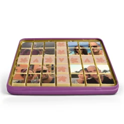 Foto op chocolade blokjes in blik - praliné