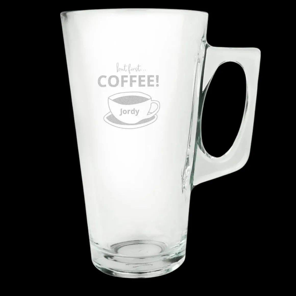 Latte Macchiato glas met naam graveren