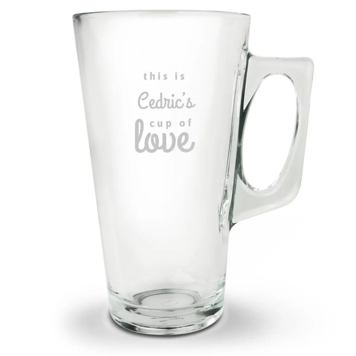 Latte Macchiato glas met naam graveren