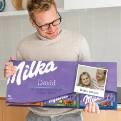 Mega Milka reep met naam en foto bedrukken