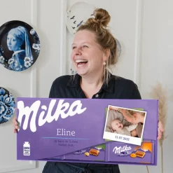 Mega Milka reep met naam en foto bedrukken