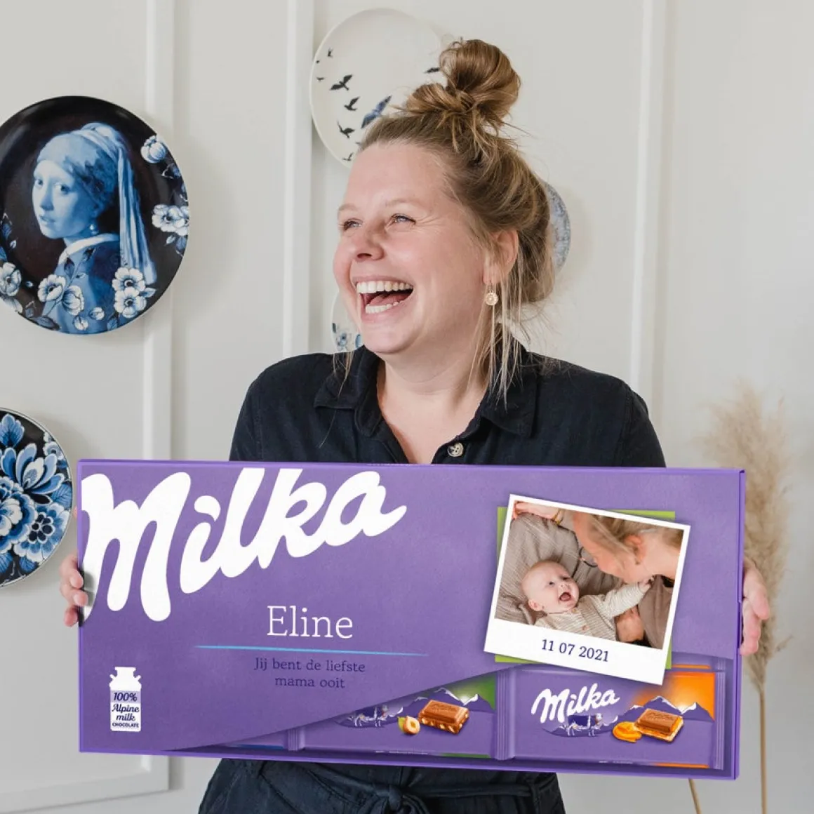 Mega Milka reep met naam en foto bedrukken