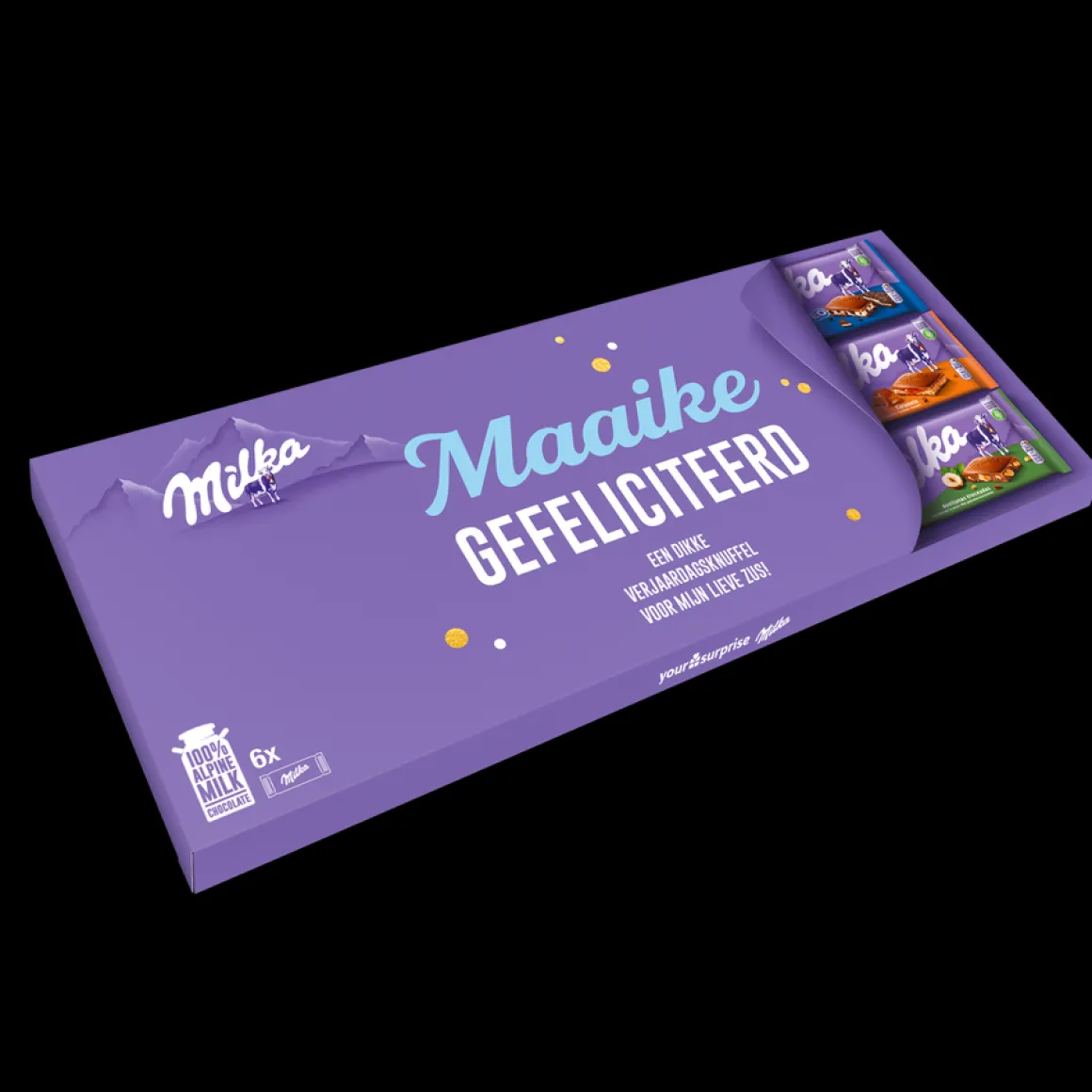 Mega Milka reep met naam en foto bedrukken