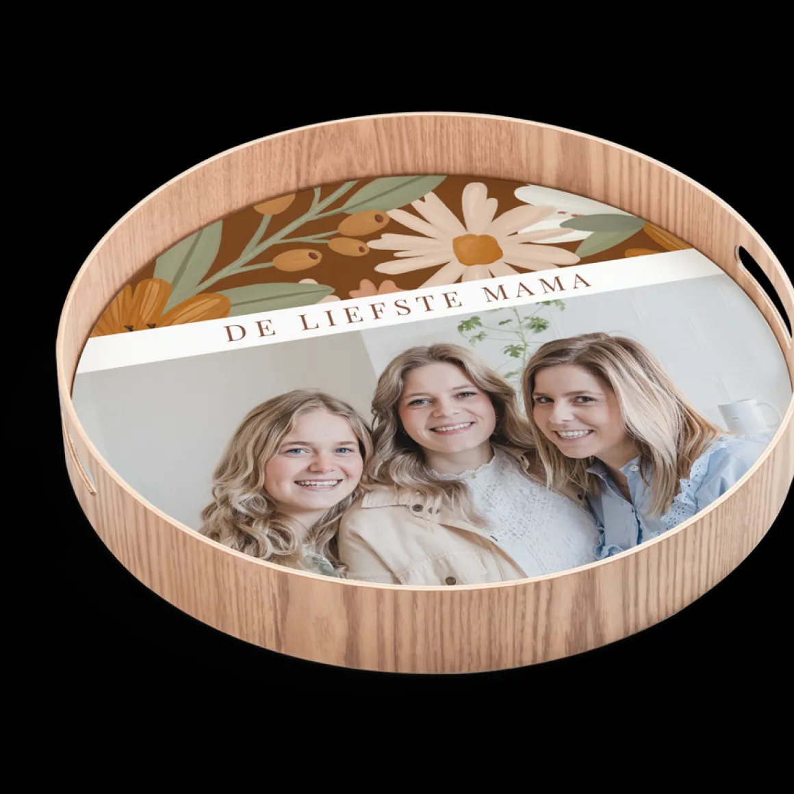 Rond dienblad Houtlook - 40 cm