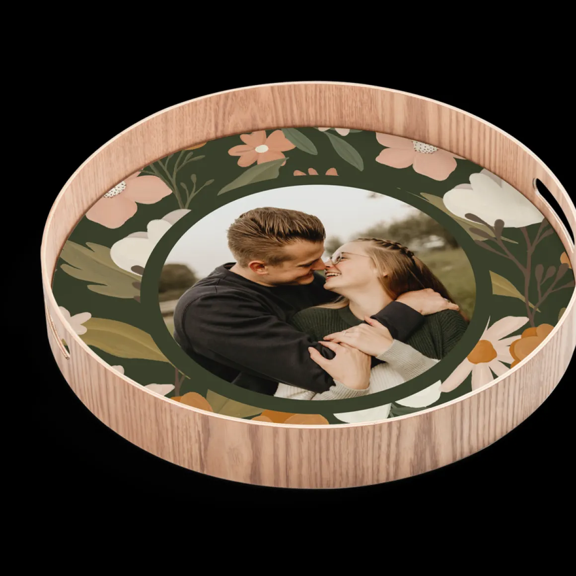 Rond dienblad Houtlook - 40 cm