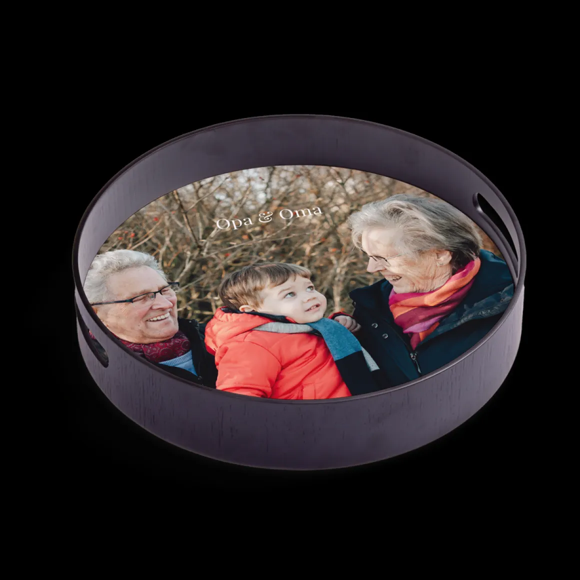 Rond dienblad zwart - 30 cm