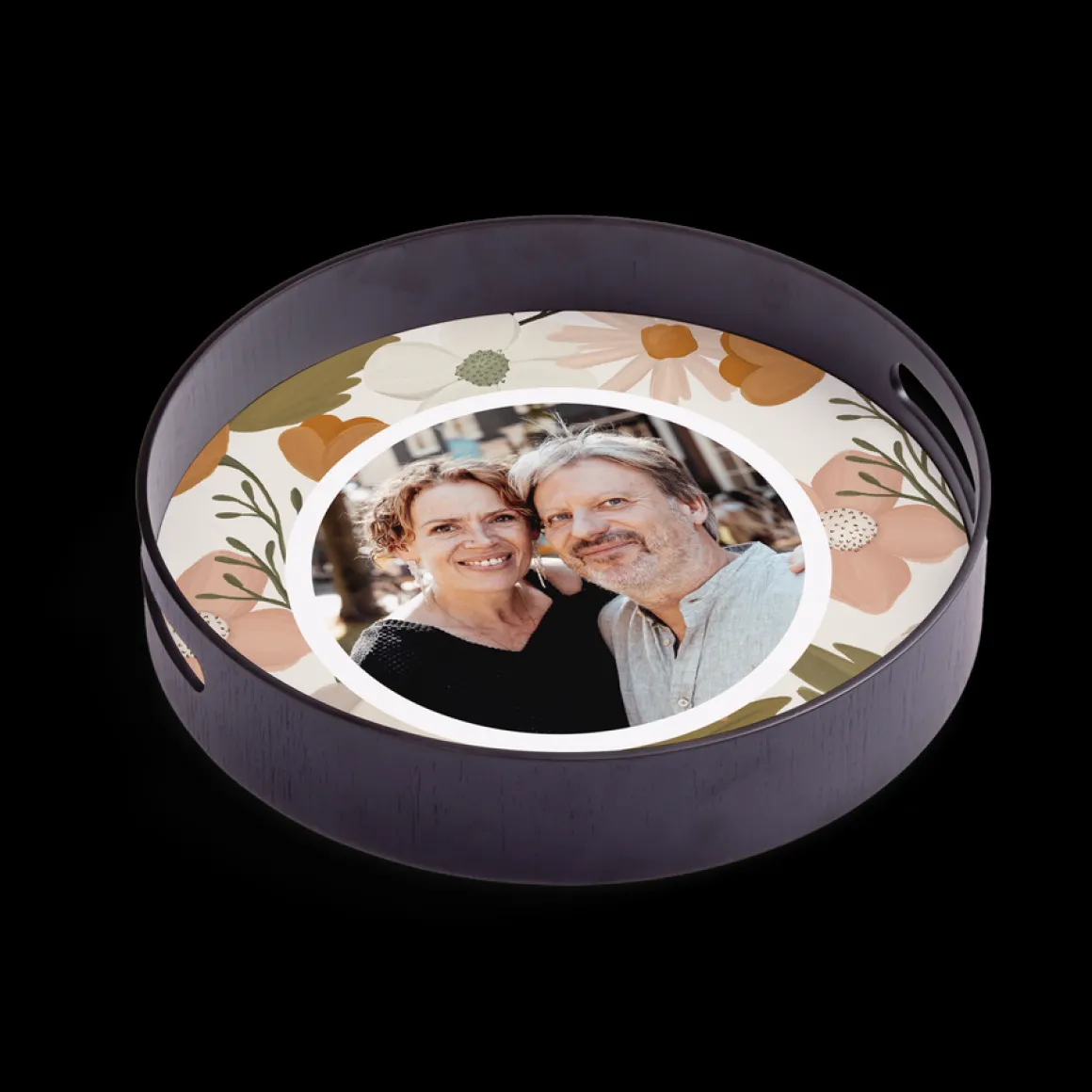 Rond dienblad zwart - 30 cm