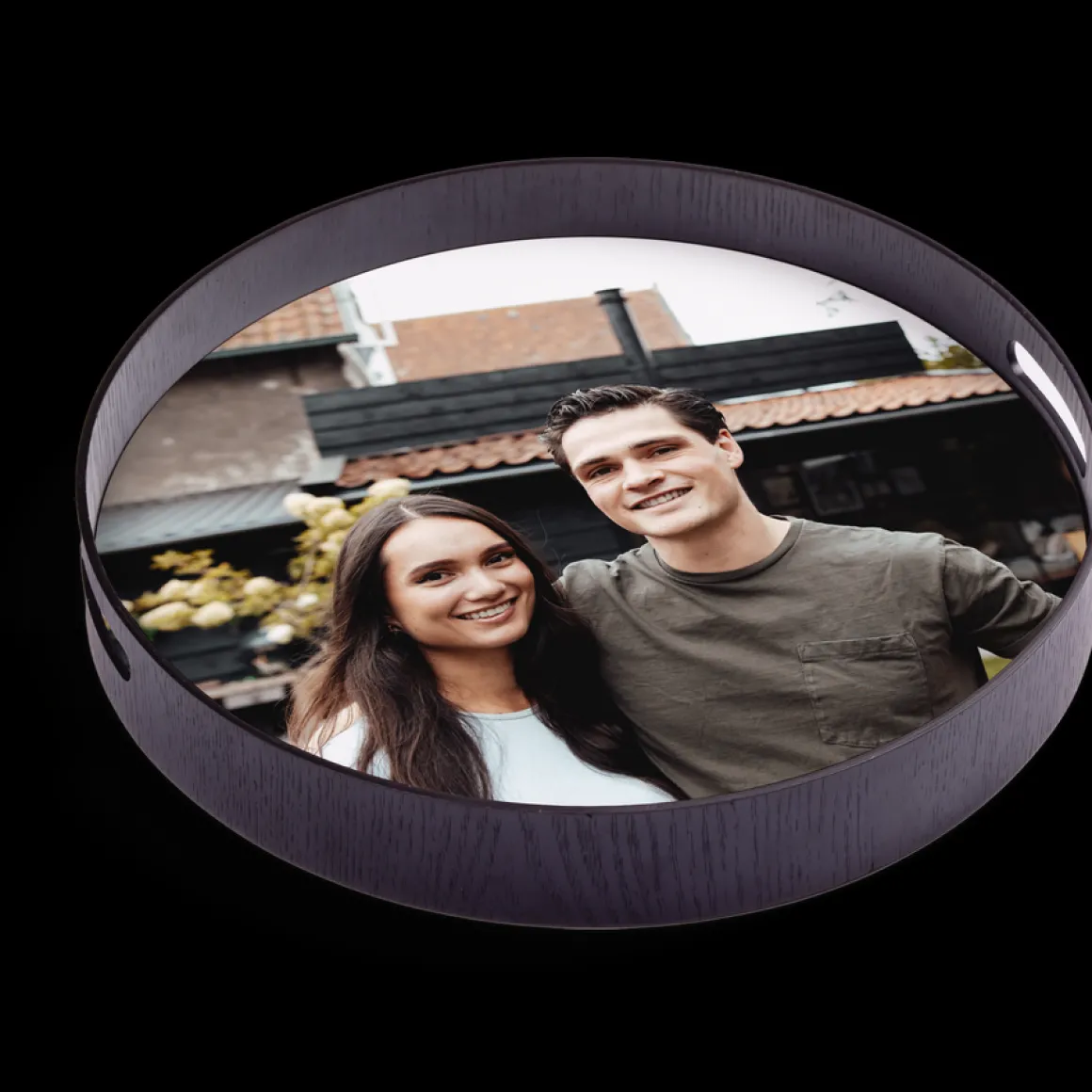 Rond dienblad zwart - 40 cm
