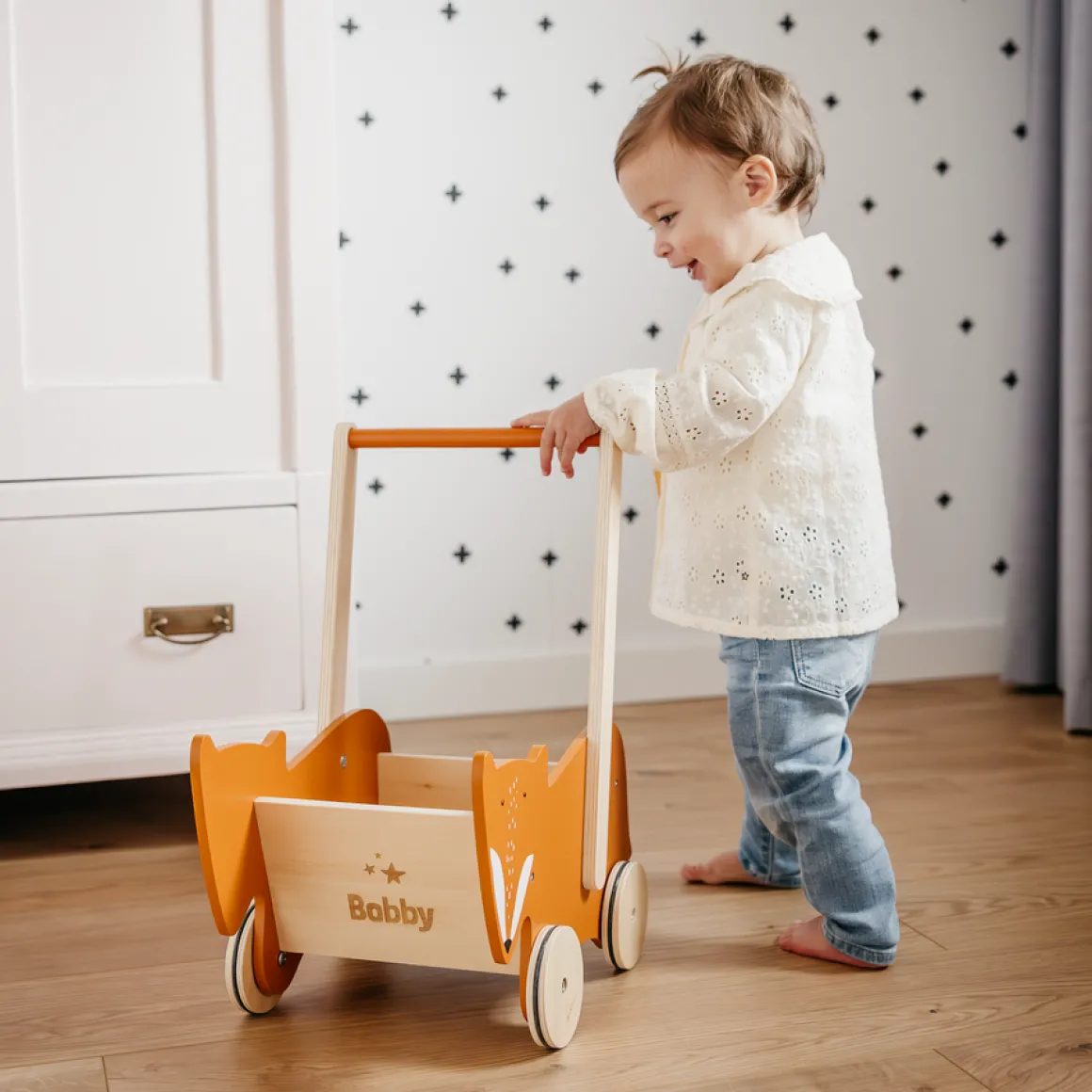 Trixie houten loopwagen met naam